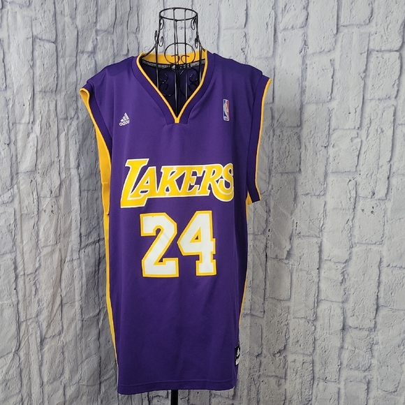 Adidas Lakers‎ Kobe Bryant #24 Purple and Yellow Men's Jersey Size Large